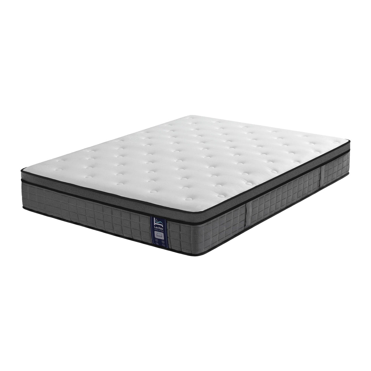 Double Mattress 5-Zone Ergonomic Pocket Spring with 2 Rows Edge Support and Corrugated Sponge 30cm Medium Firm - White