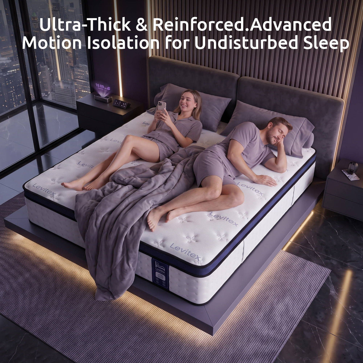 35cm Double Gel Memory Foam Mattress with 7-Zone Pocket Springs and Triple Cooling System - White