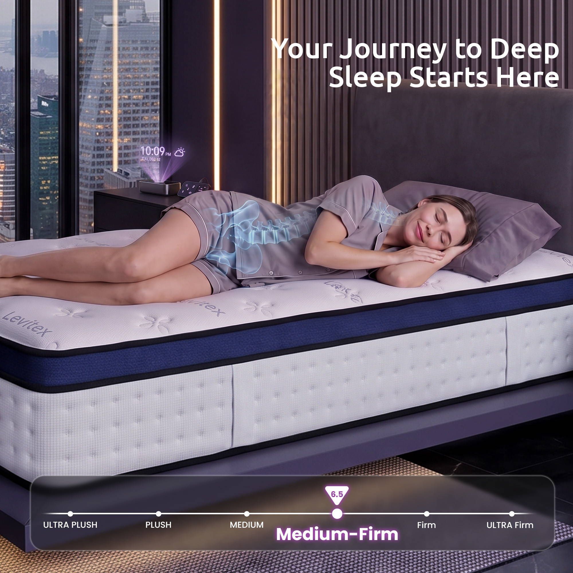 35CM King Single Gel Memory Foam Mattress with 7-Zone Pocket Springs and Triple Cooling System - White
