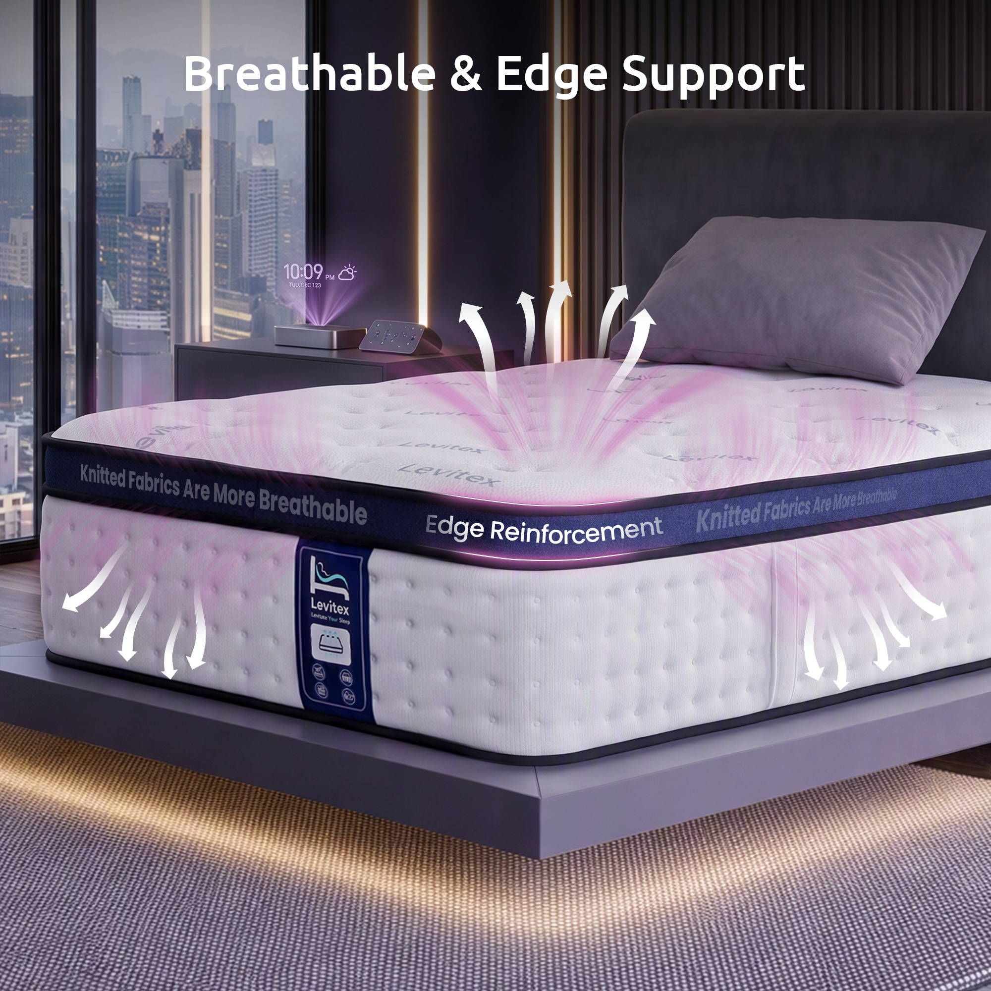 35cm Single Mattress Gel Memory Foam 7-Zone Ergonomic Pocket Spring Triple Cooling System - White