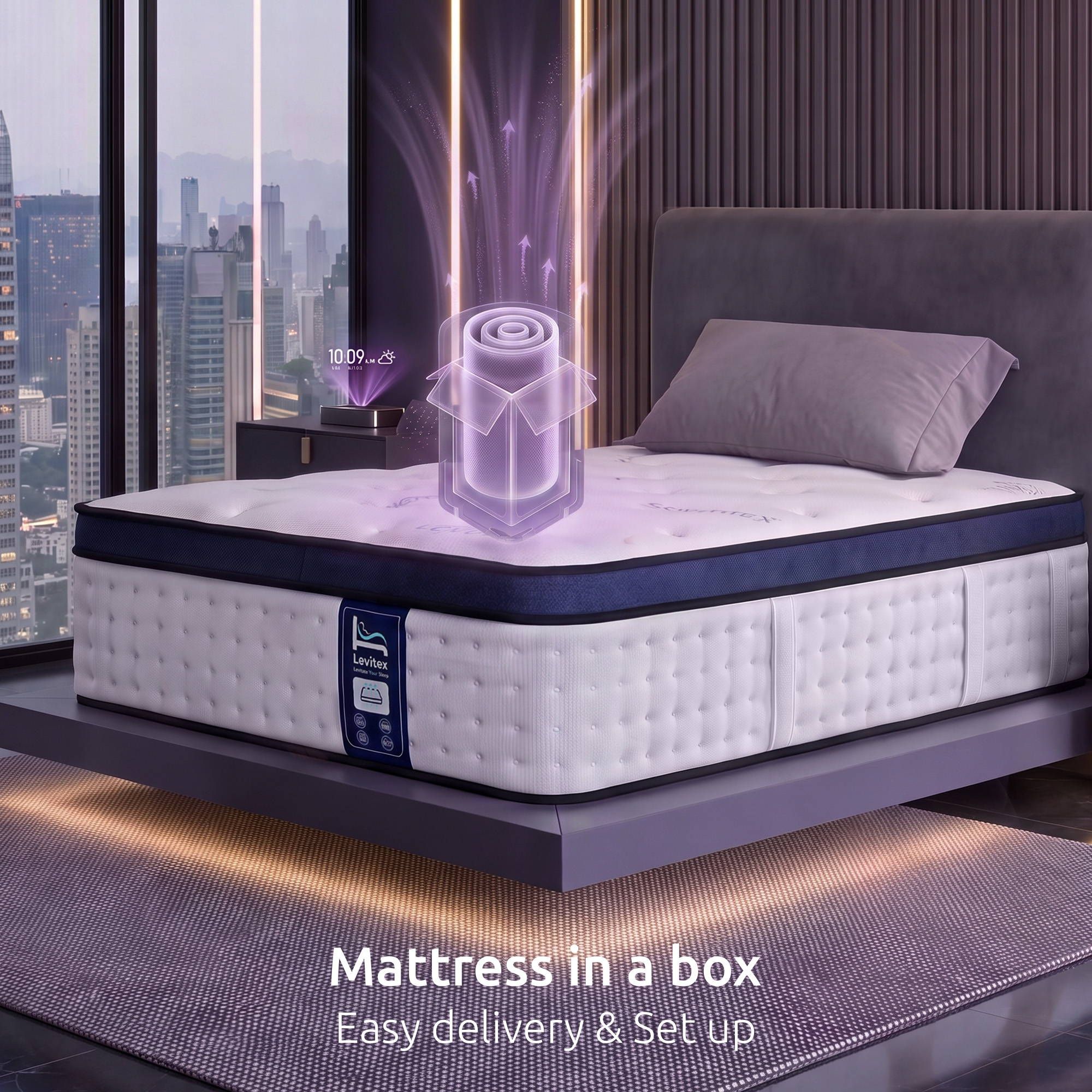 35cm Single Mattress Gel Memory Foam 7-Zone Ergonomic Pocket Spring Triple Cooling System - White