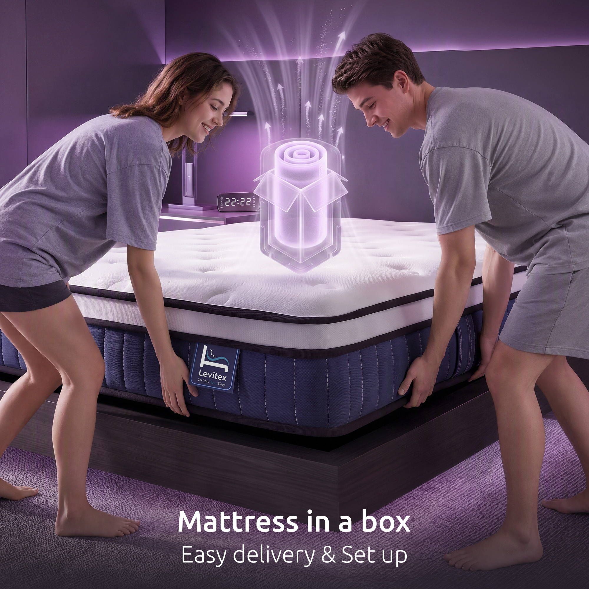 Double Mattress 23cm Pocket Spring Cooling Gel Foam Medium-Firm Support - White