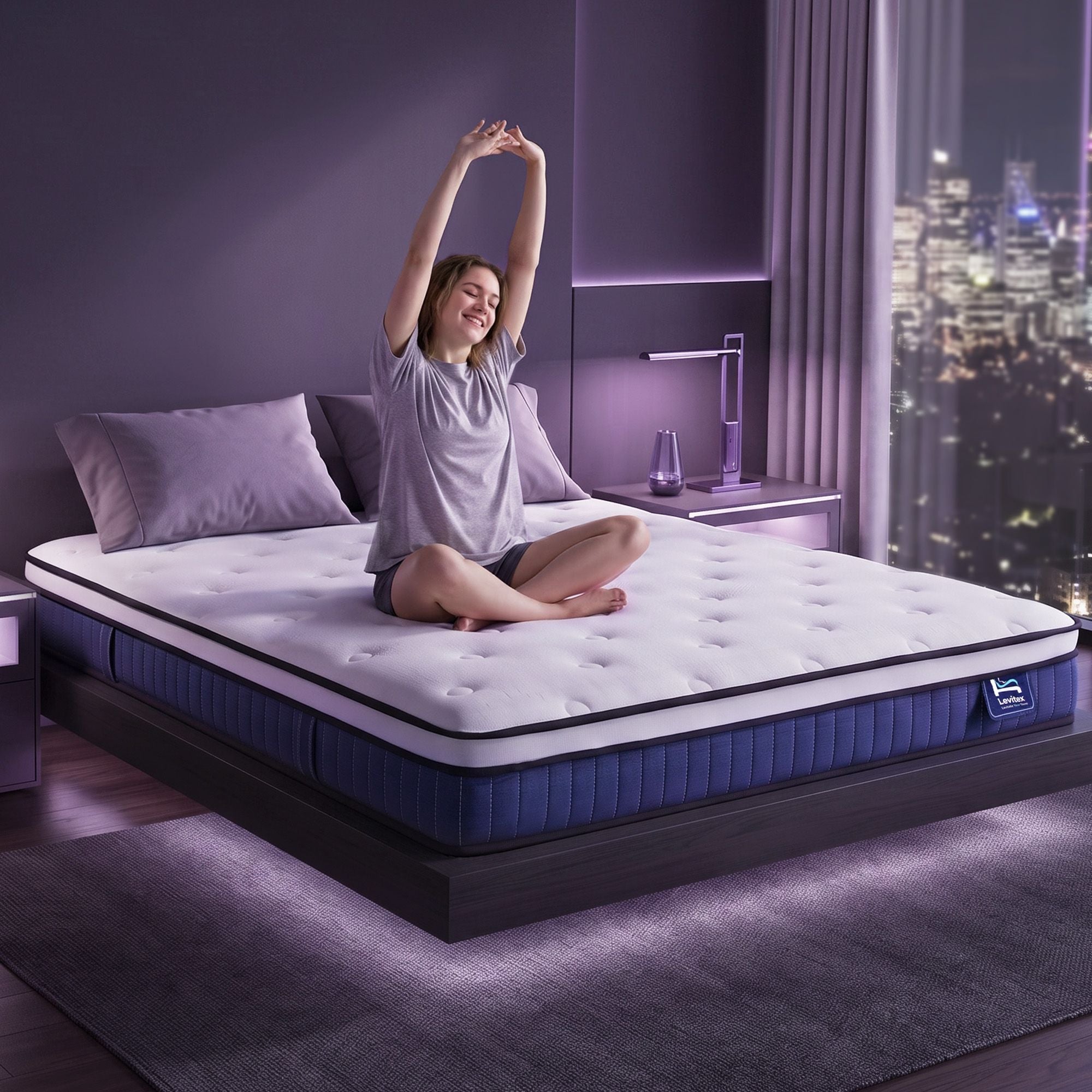 Double Mattress 23cm Pocket Spring Cooling Gel Foam Medium-Firm Support - White