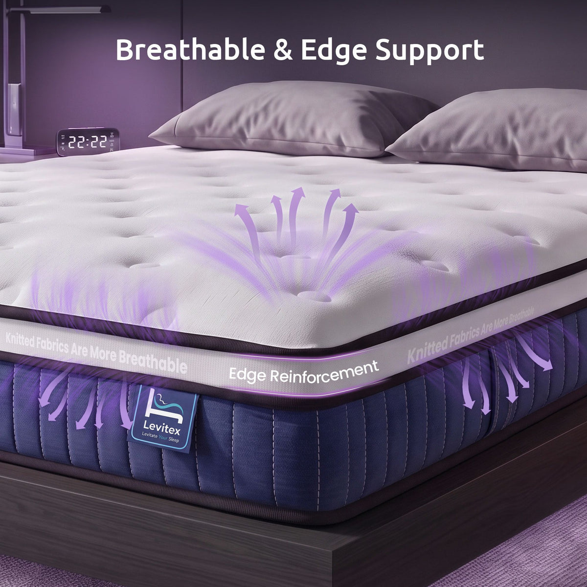 King 23cm Pocket Spring Mattress with Cooling Gel Foam, Medium-Firm Full-Body Support - White