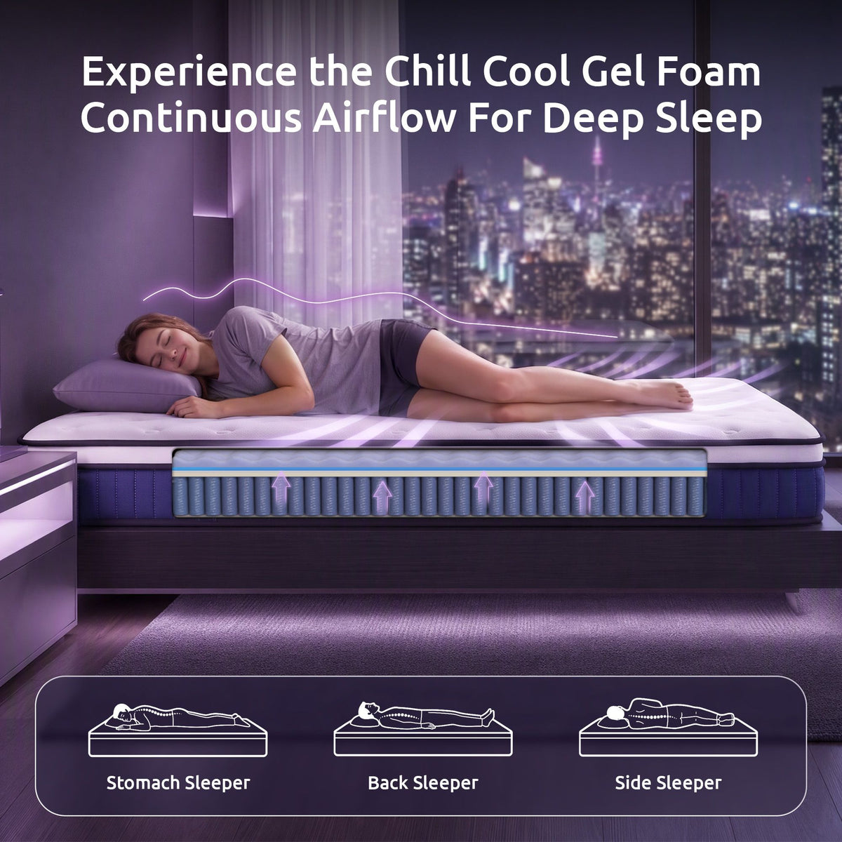Single 23cm Pocket Spring Mattress with Cooling Gel Foam, Medium-Firm Support - White