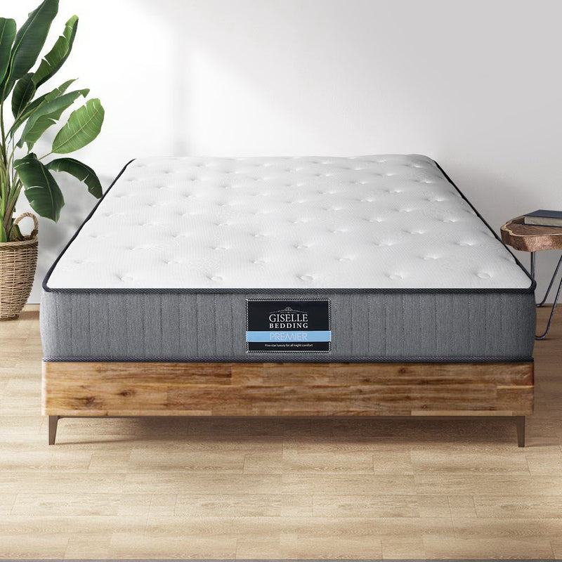 Extra Firm Leera Series Tight Top Mattress 23CM Thick - King Single on wooden bed frame in modern bedroom setting