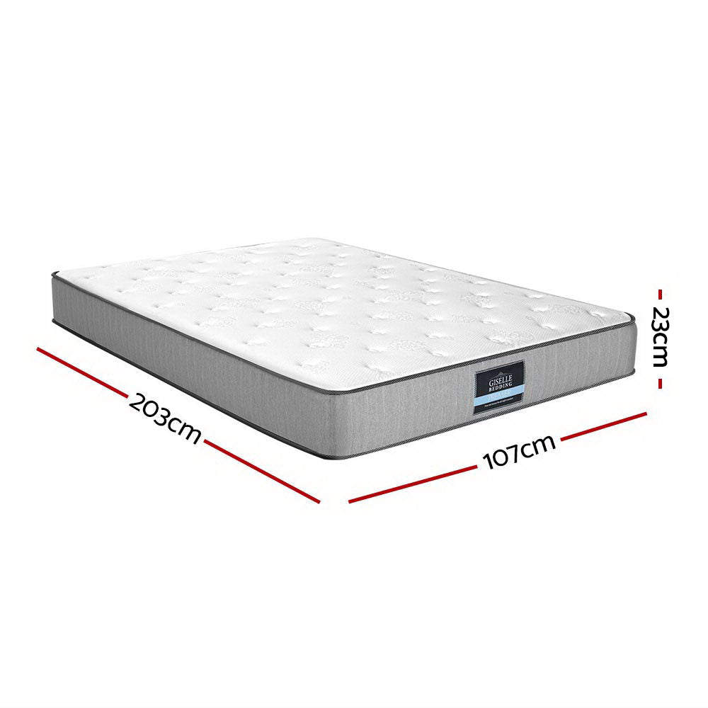 Extra Firm Leera Series Tight Top Mattress 23CM Thick - King Single with gray sides and white quilted top surface