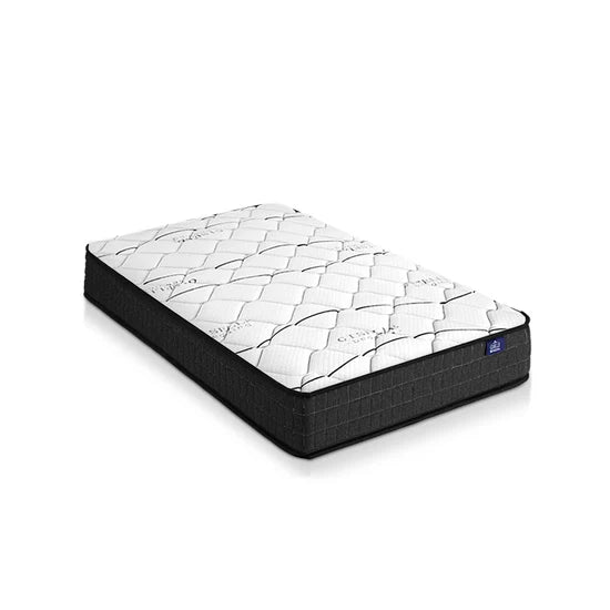 Single Package | Elmore LED Bed Frame Grey & Glay Bonnell Spring Mattress (Medium Firm)