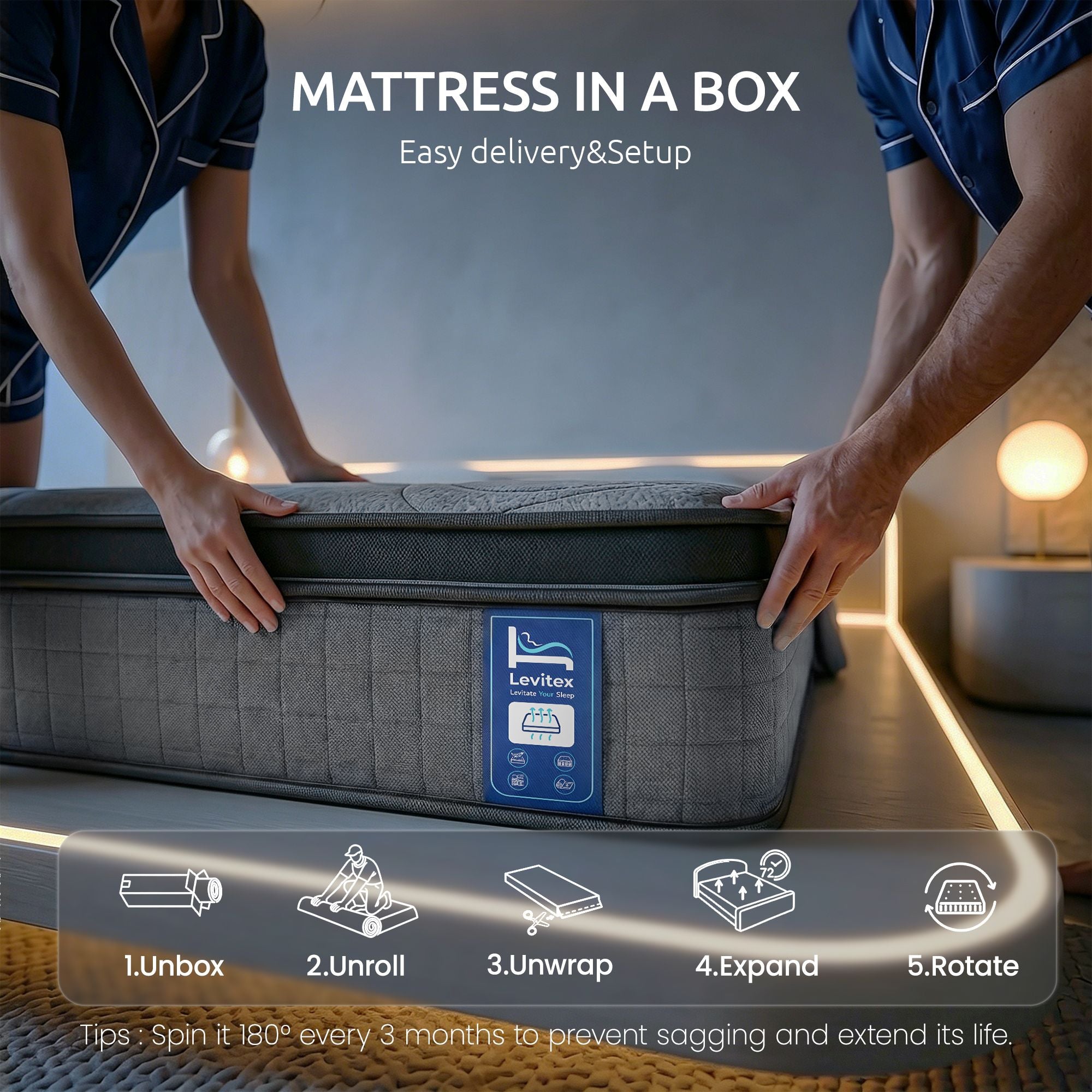 33 cm Mattress 8.0 Extra Firm 7-Zone Pocket Spring Mattress with Dual-Row Edge Support & Breathable Knit Cover Double