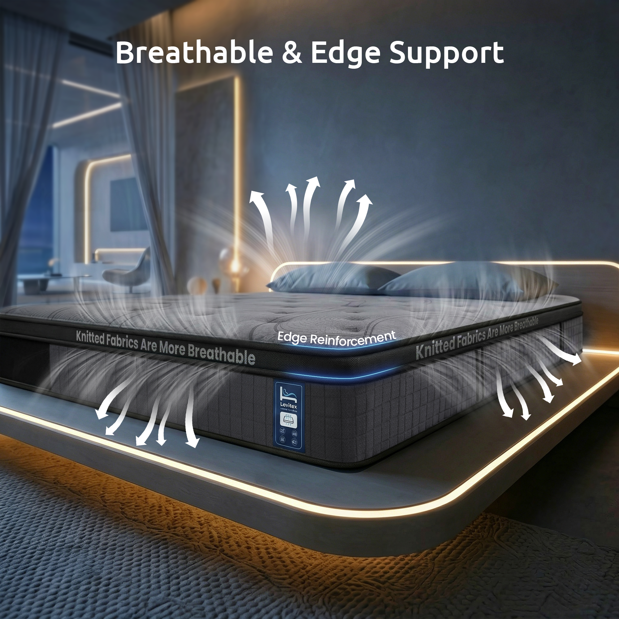 33 cm Mattress 8.0 Extra Firm 7-Zone Pocket Spring Mattress with Dual-Row Edge Support & Breathable Knit Cover Queen