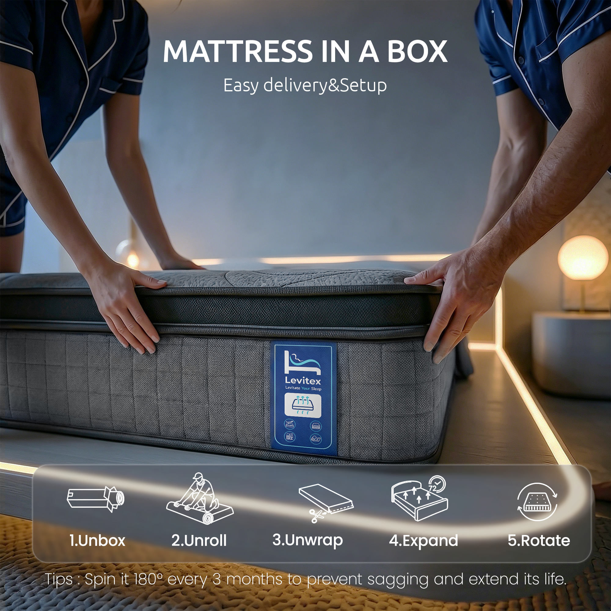 33 cm Mattress 8.0 Extra Firm 7-Zone Pocket Spring Mattress with Dual-Row Edge Support & Breathable Knit Cover Queen