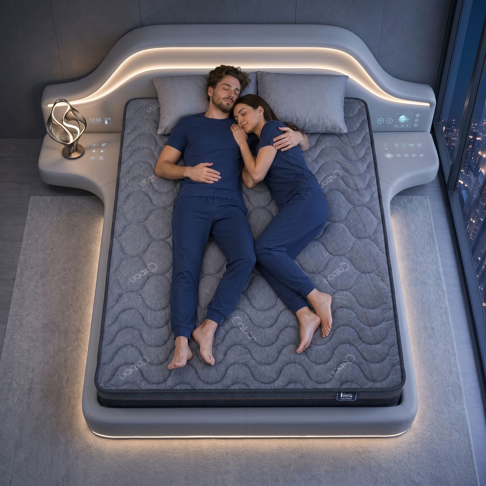 Queen Mattress 25 cm Hybrid Pocket Spring with 4cm Egg Crate Foam for Deep Sleep Bamboo Charcoal Fabric