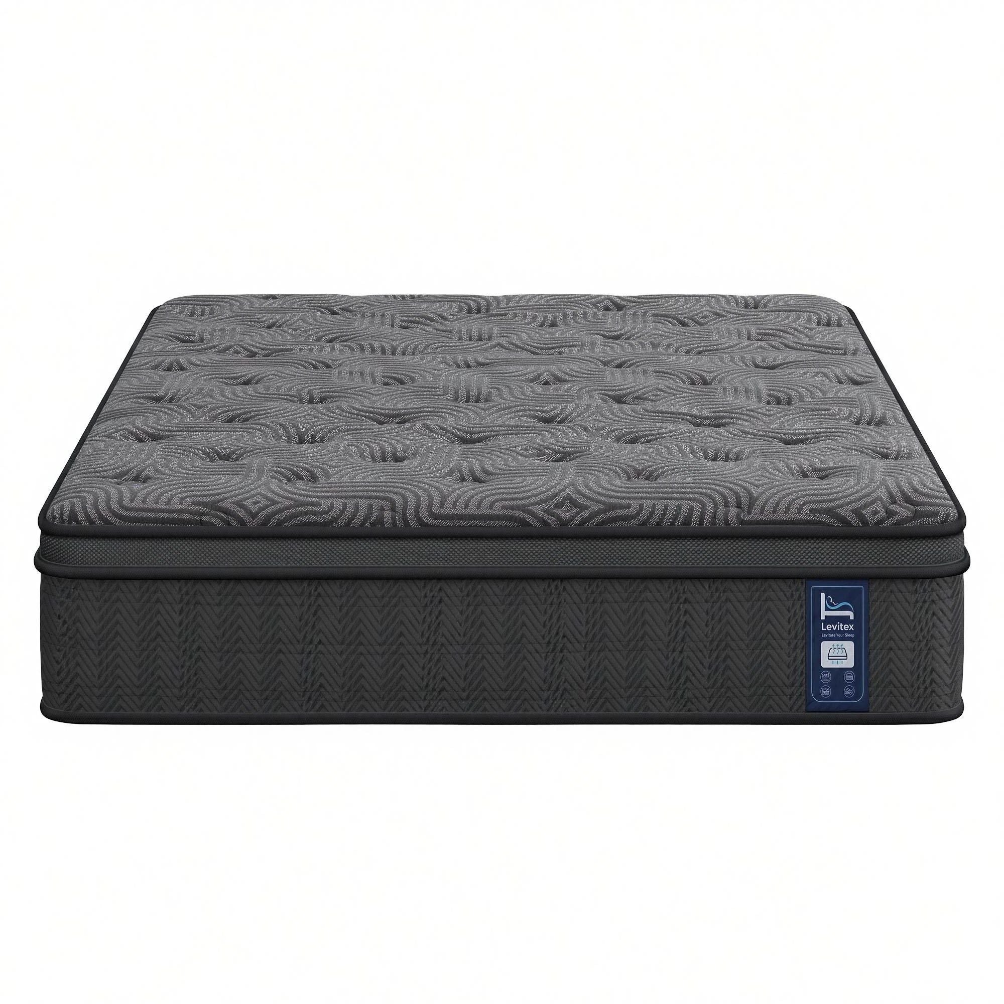 34 cm Double Pocket Spring Hybrid Mattress with 5-Zone Pressure Relief & Reinforced Edge Support - Grey
