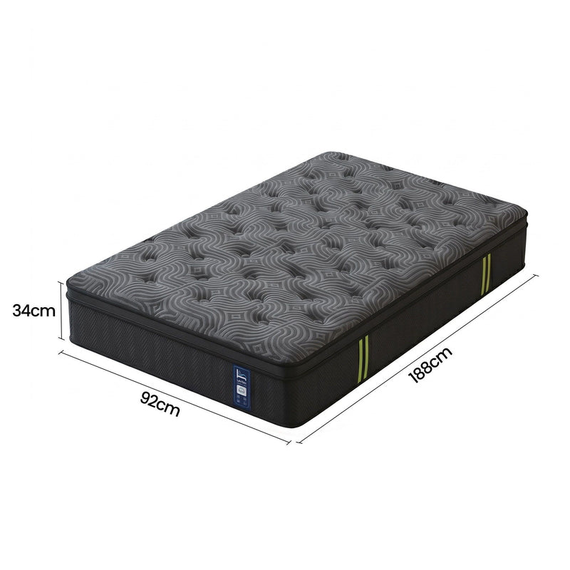 34 cm Pocket Spring Mattress with Reinforced Edge Support & 5-Zone Pressure Relief Breathable Gel Memory Foam Hybrid Mattress for Back Pain Single-3