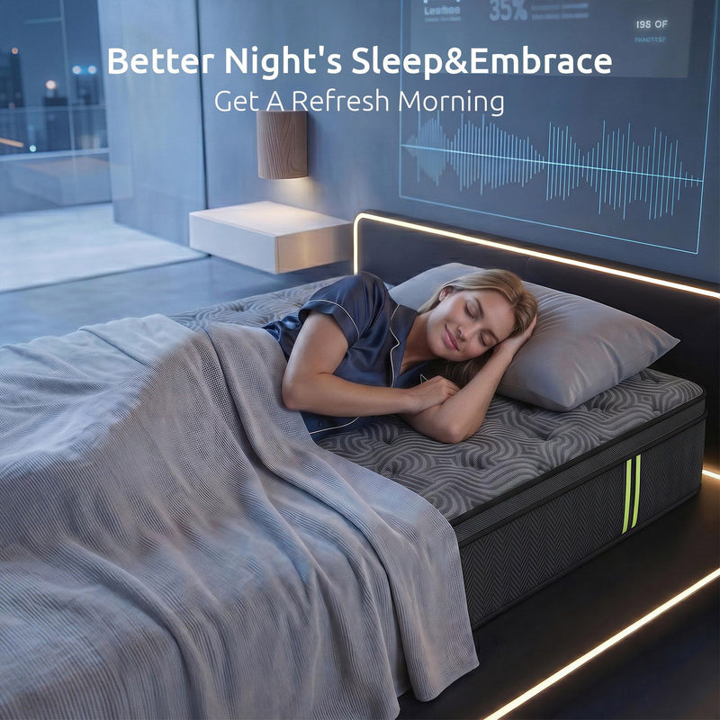 34 cm Pocket Spring Mattress with Reinforced Edge Support & 5-Zone Pressure Relief Breathable Gel Memory Foam Hybrid Mattress for Back Pain Single-9