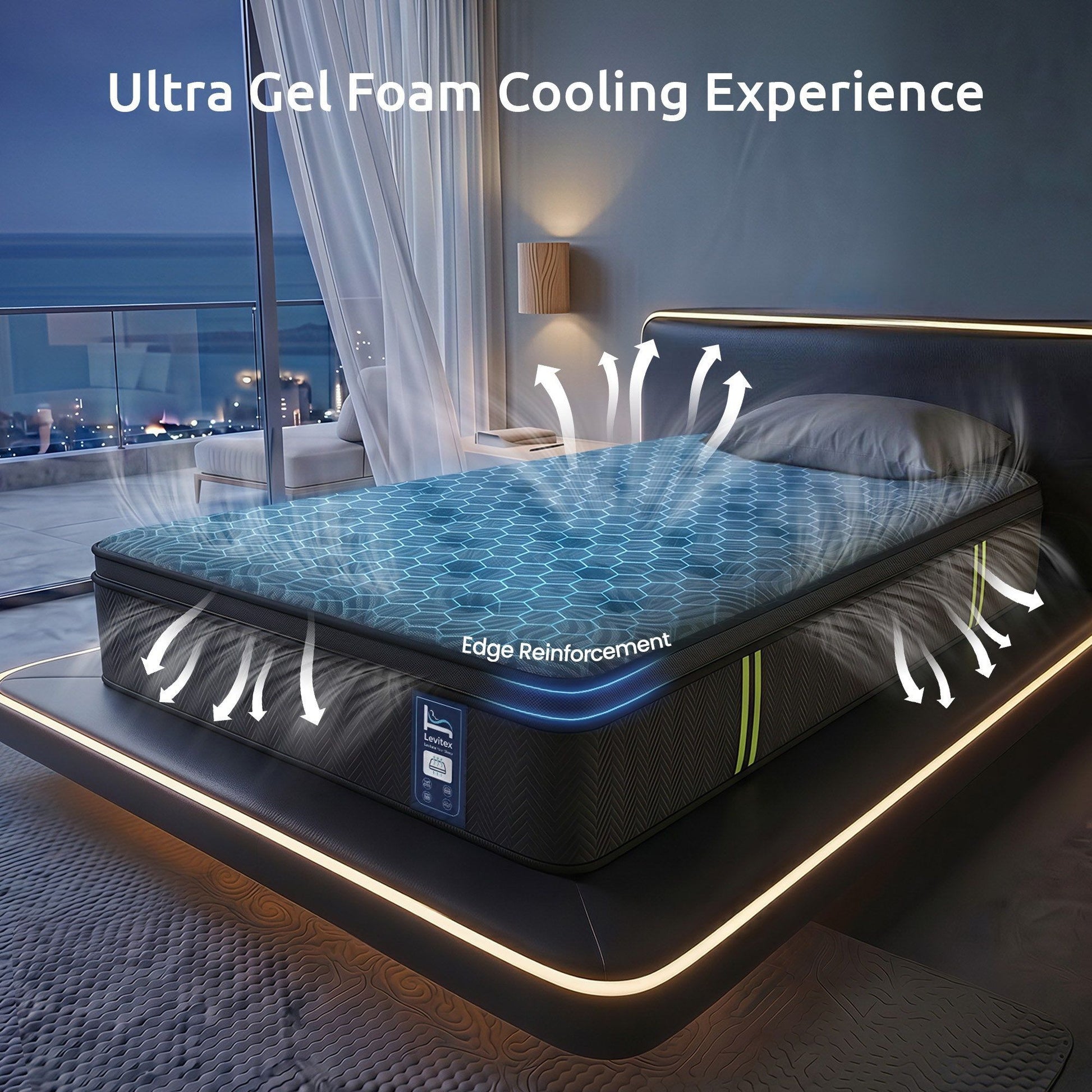 34 cm Pocket Spring Mattress with Reinforced Edge Support & 5-Zone Pressure Relief Breathable Gel Memory Foam Hybrid Mattress for Back Pain Single-10