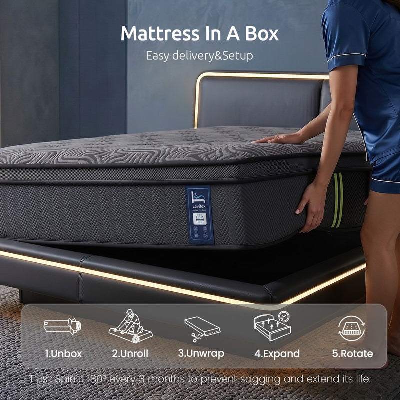 34 cm Pocket Spring Mattress with Reinforced Edge Support & 5-Zone Pressure Relief Breathable Gel Memory Foam Hybrid Mattress for Back Pain Single-11