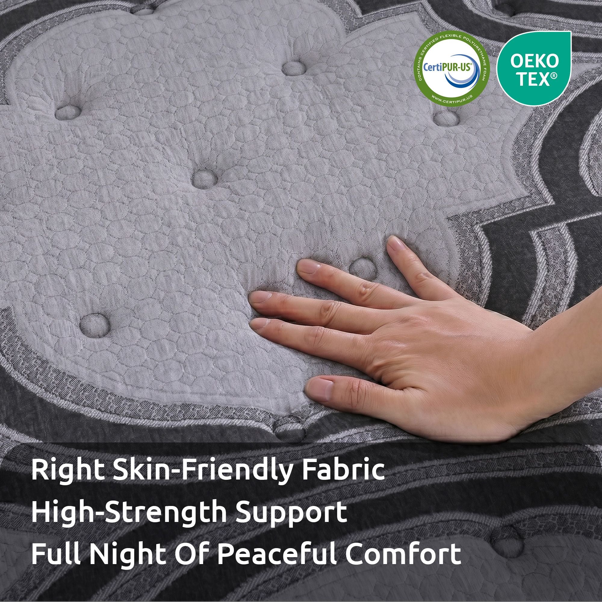 5-Zone 7.5 Firm Hybrid Pocket Spring Mattress with Latex & Memory Foam 34cm King Single - Grey