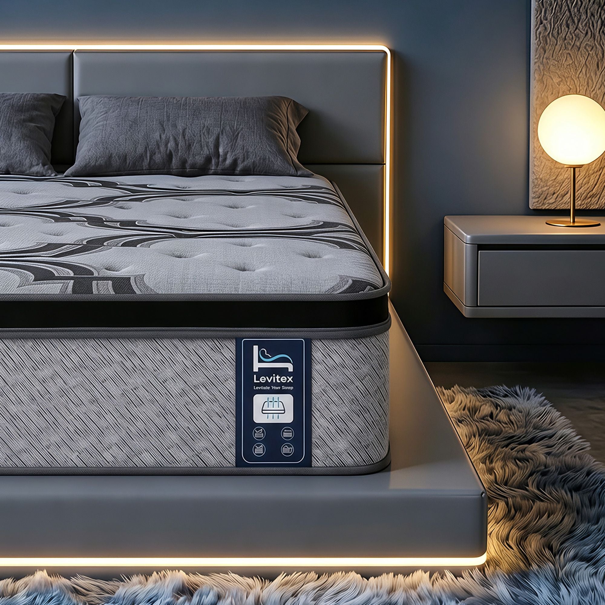 5-Zone Pocket Spring Mattress with Latex & Memory Foam 7.5 Firm Hybrid Mattress for Extra Lumbar & Shoulder Support 34 cm Thickness Queen