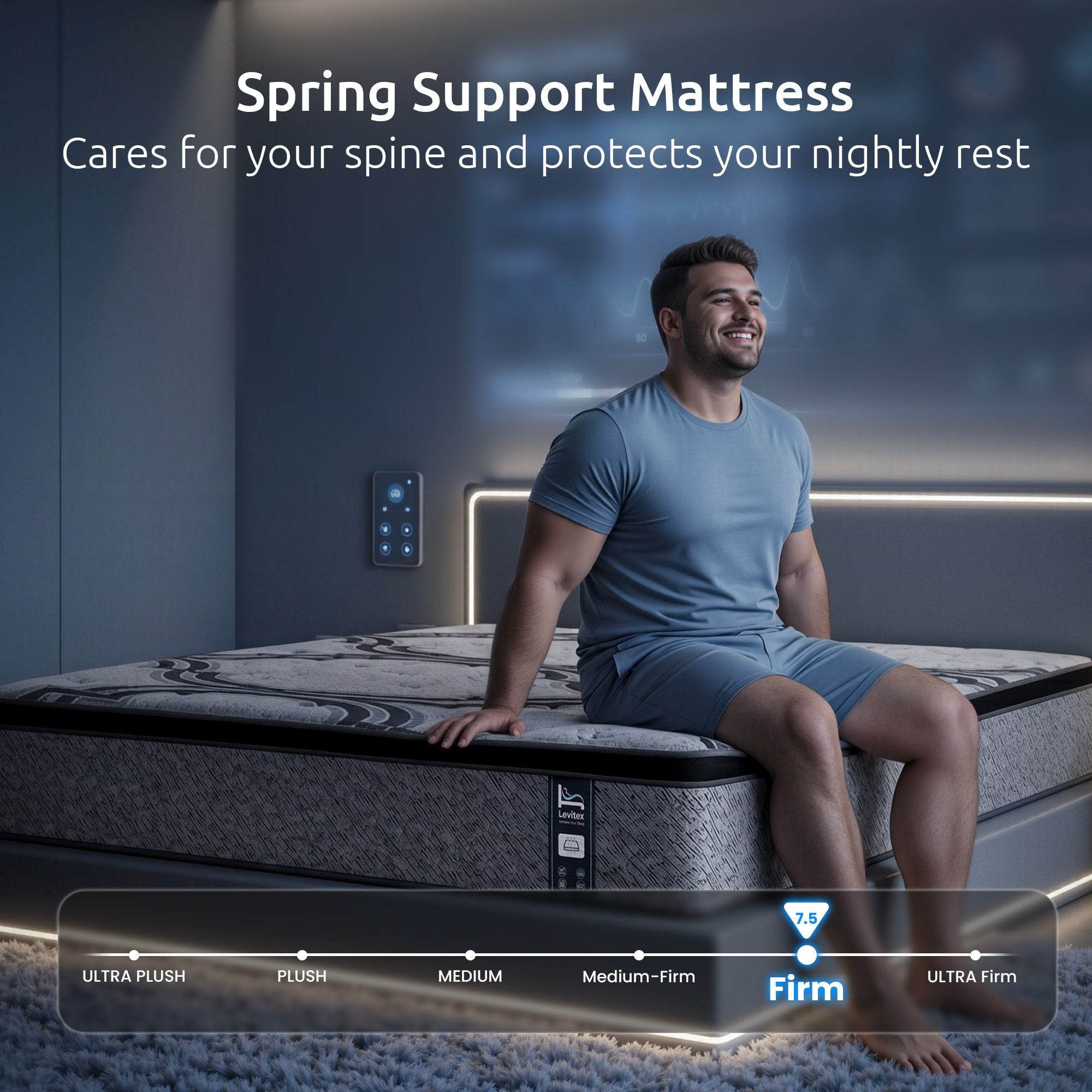 5-Zone Pocket Spring Mattress with Latex & Memory Foam 7.5 Firm Hybrid Mattress for Extra Lumbar & Shoulder Support 34 cm Thickness Queen