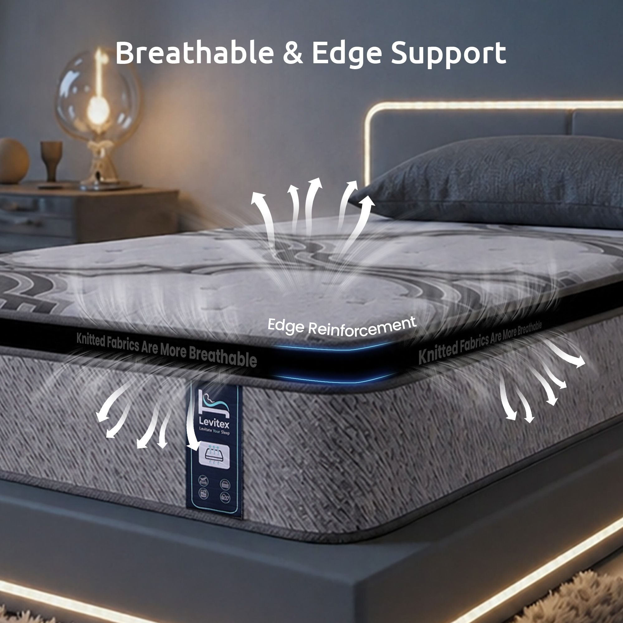 5-Zone Pocket Spring Mattress with Latex & Memory Foam 7.5 Firm Hybrid Mattress for Extra Lumbar & Shoulder Support 34 cm Thickness Single