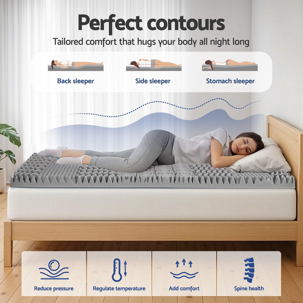 8cm Memory Foam Mattress Topper 7-Zone Graphite King Single