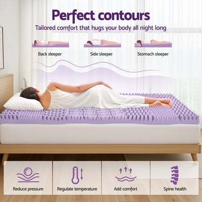 8cm Memory Foam Mattress Topper Lavender Infused Bamboo Cover 7-Zone Double