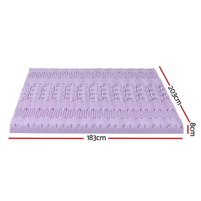 8cm Memory Foam Mattress Topper Lavender Infused Bamboo Cover 7-Zone King