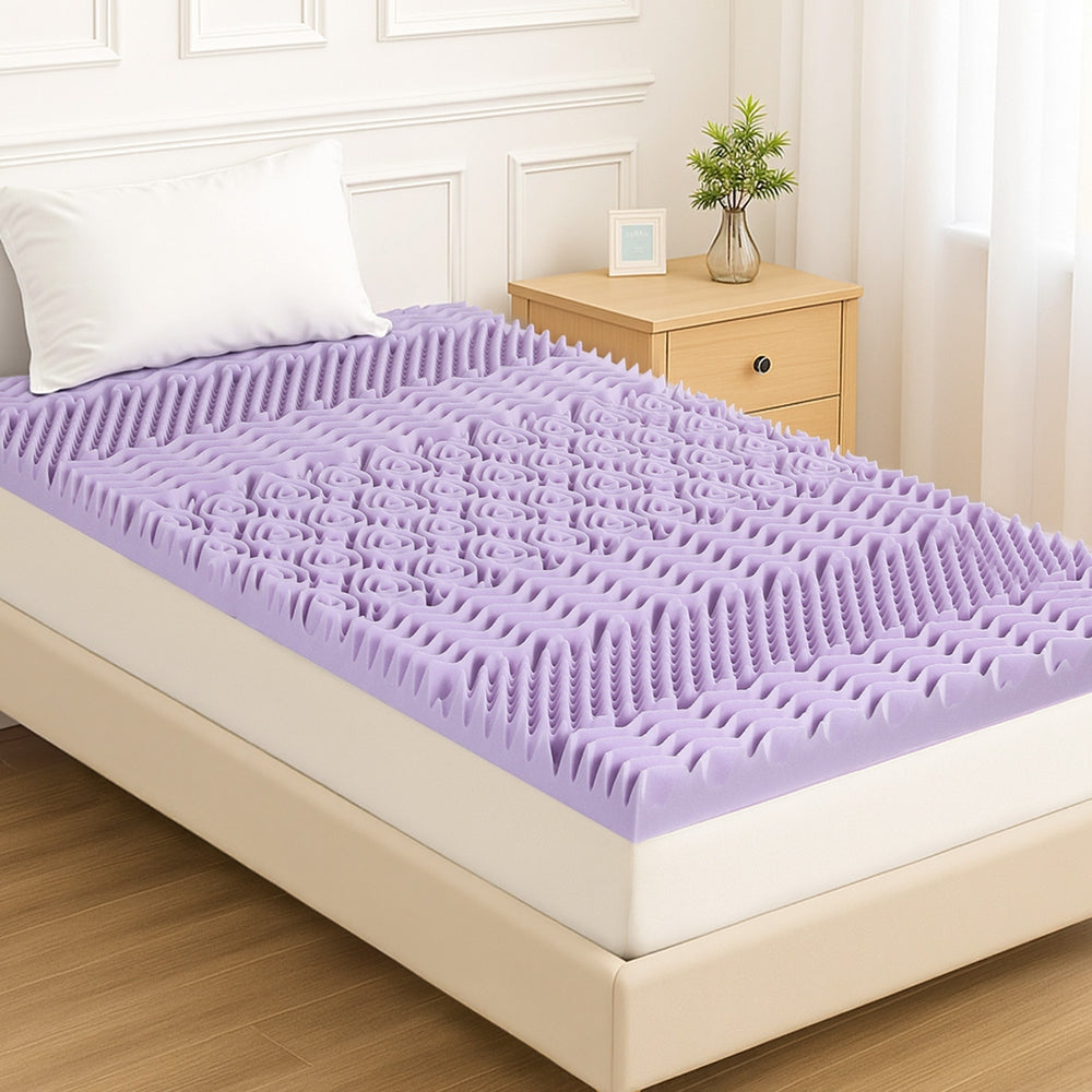 8cm Memory Foam Mattress Topper Lavender Infused Bamboo Cover 7-Zone Single-7