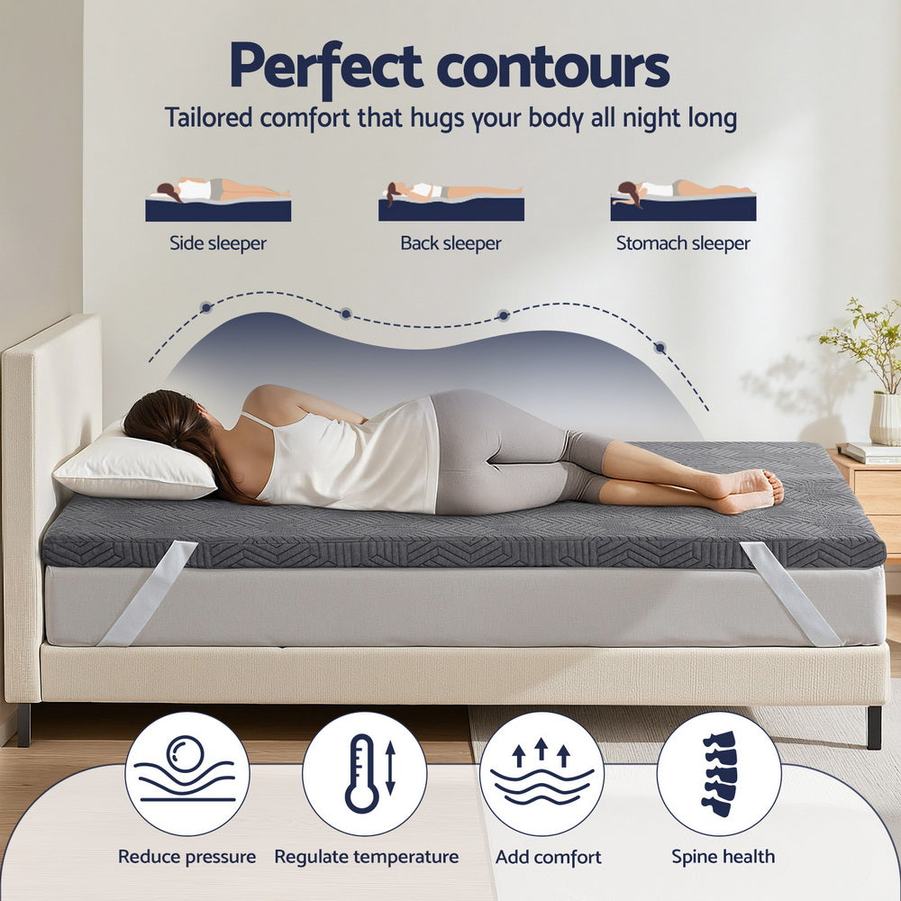 8cm Memory Foam Mattress Topper Gel Dual Layer Foam Bamboo Queen