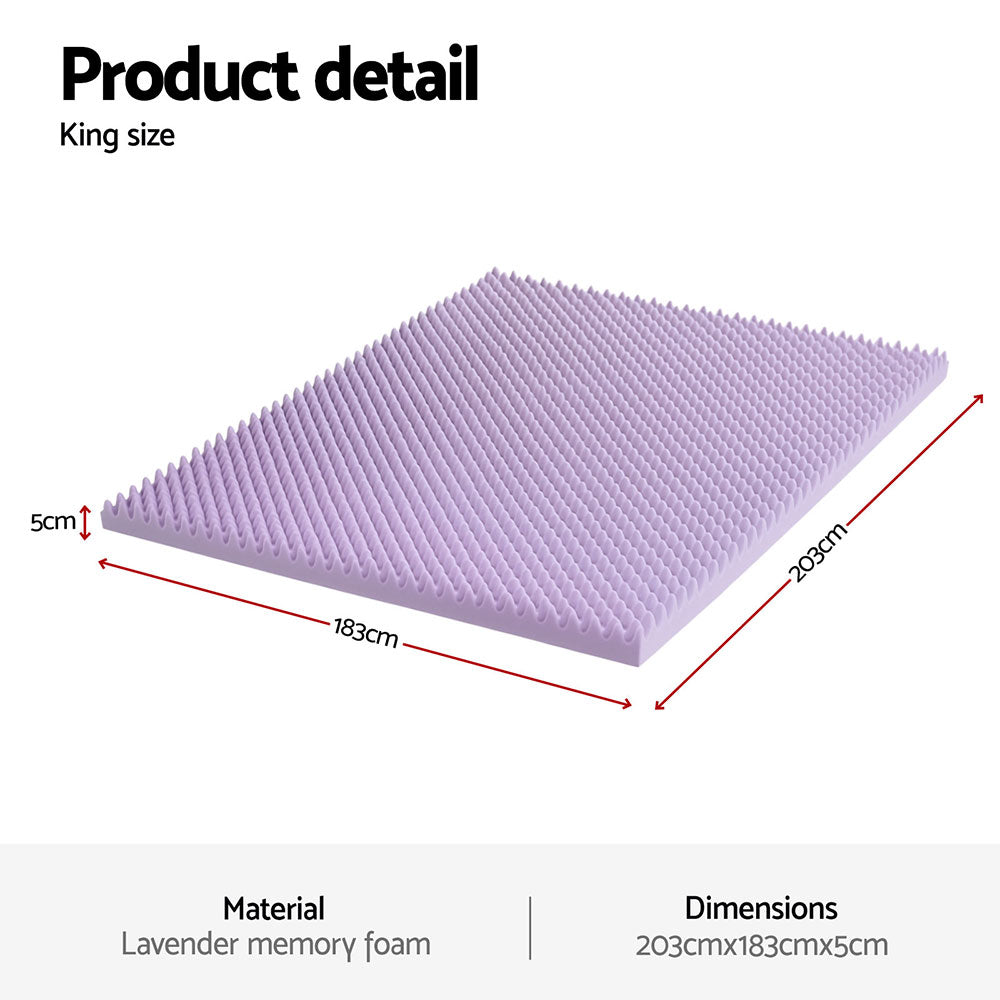 5cm Memory Foam Mattress Topper Lavender Infused Egg Crate Pad Mat King