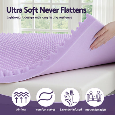 5cm Memory Foam Mattress Topper Lavender Infused Egg Crate Pad Mat King