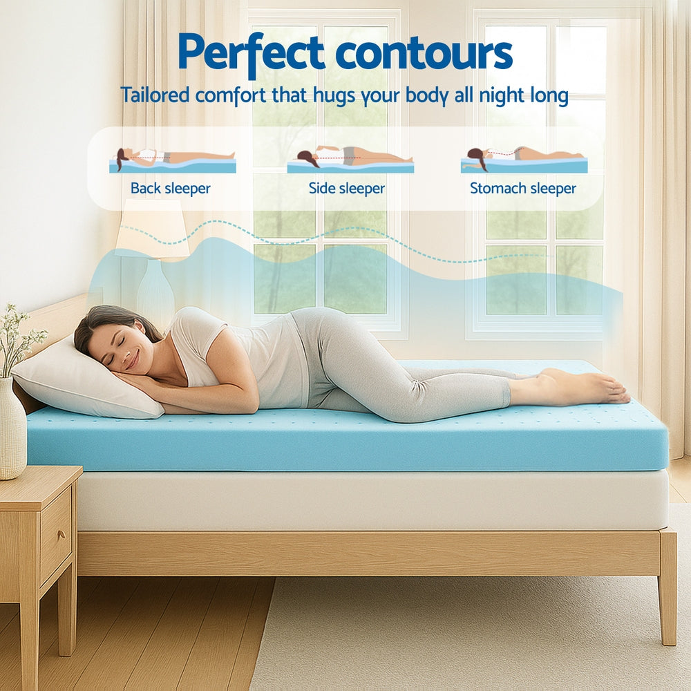 12cm Memory Foam Mattress Topper Ventilated Cool Gel Bamboo Cover King Single