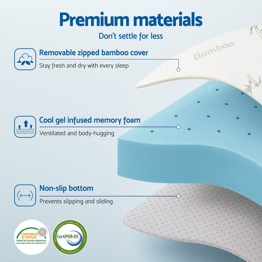 12cm Memory Foam Mattress Topper Ventilated Cool Gel Bamboo Cover King Single
