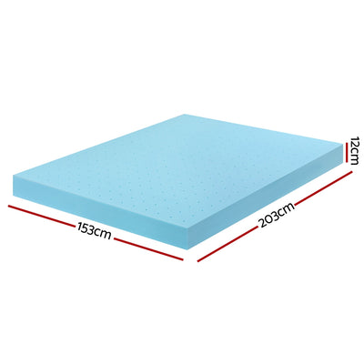 12cm Memory Foam Mattress Topper Ventilated Cool Gel Bamboo Cover Queen with laser-cut ventilation holes and 12cm thickness