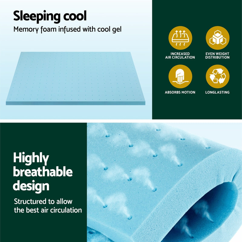 Memory Foam Mattress Topper Ventilated Cool Gel 5cm Double-4