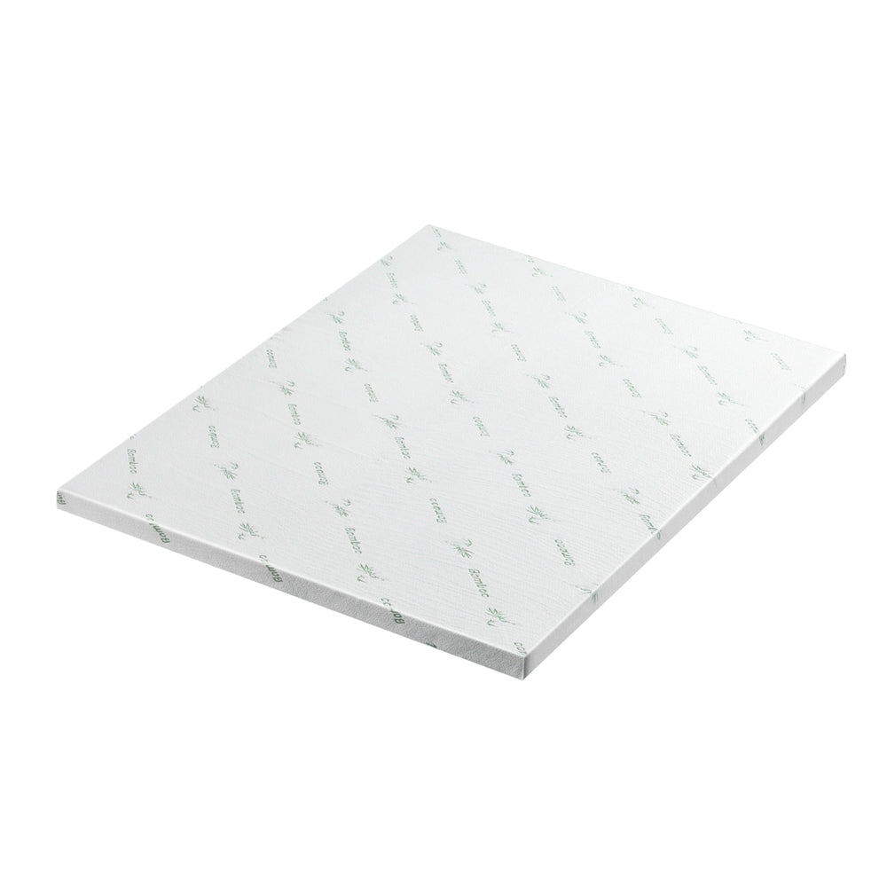 Memory Foam Mattress Topper Ventilated Cool Gel 5cm King in white with breathable fabric cover for added comfort and support
