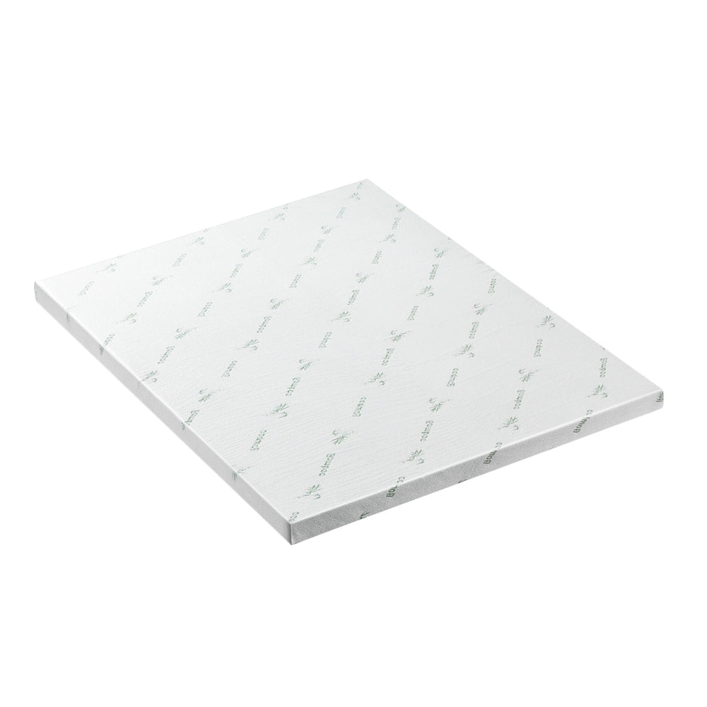Memory Foam Mattress Topper Ventilated Cool Gel 8cm King with breathable fabric and supportive memory foam layer on white background