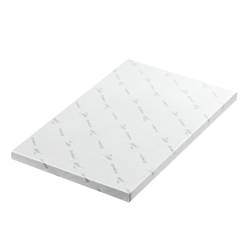 Memory Foam Mattress Topper Ventilated Cool Gel 8cm King Single in white with breathable design on white background