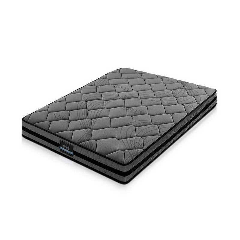 Wendell Pocket Spring Mattress 22cm Thick - Double in gray quilted fabric, medium firm mattress for bedroom furniture by Bedzy