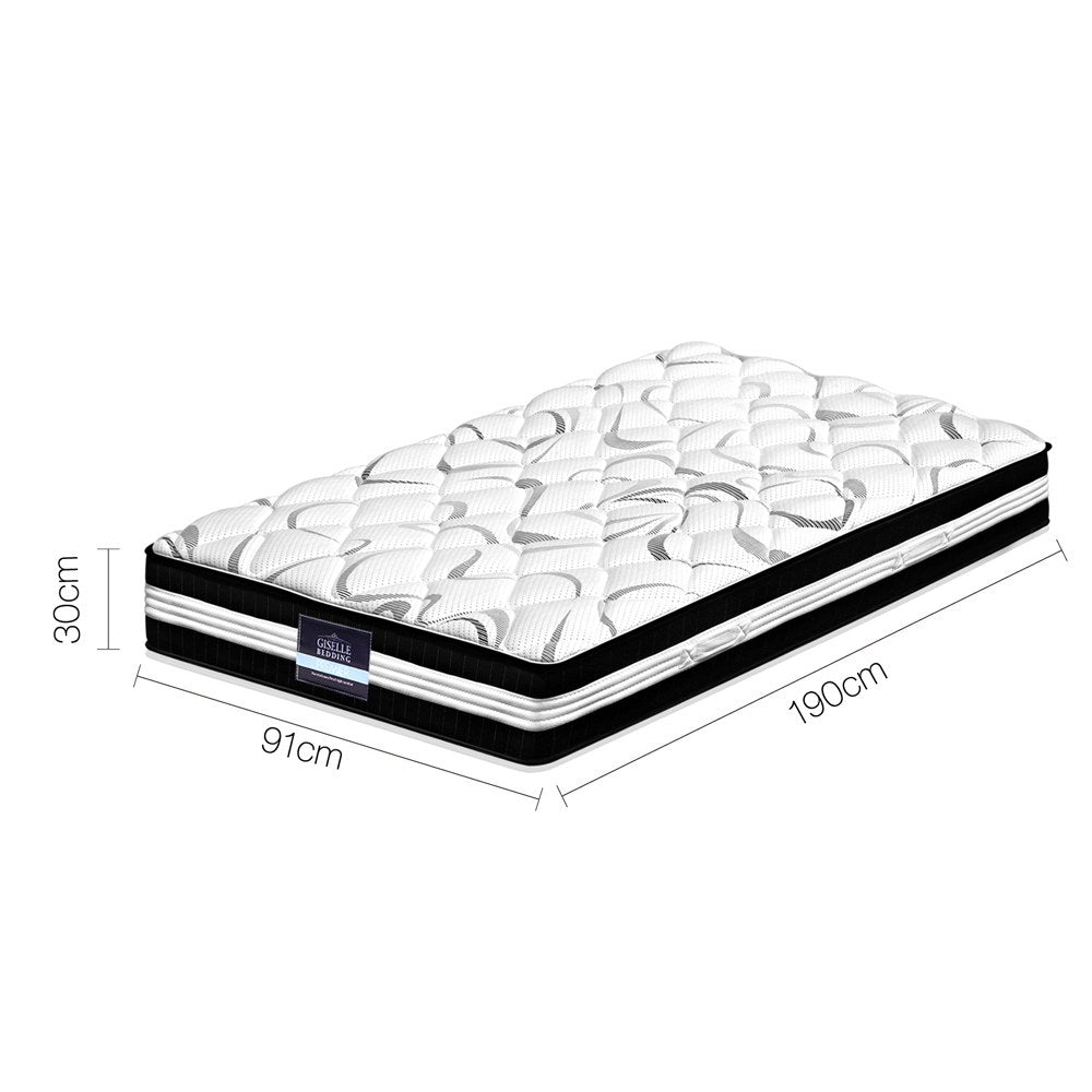 Mykonos Euro Top Pocket Spring Mattress 30cm Thick - Single