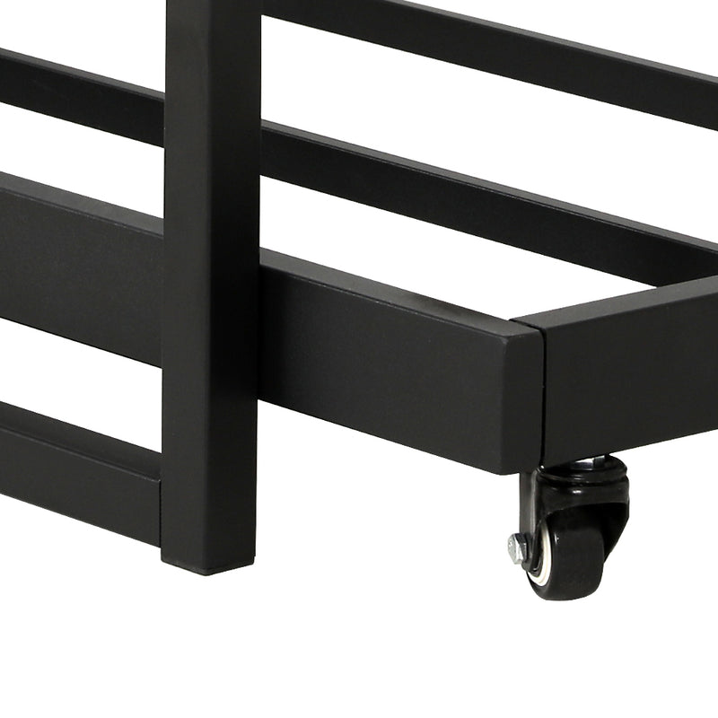 Close-up of black metal frame and caster wheel on the Trundle Single Bed Frame, part of bedroom furniture by Bedzy