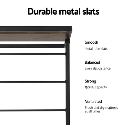 Close-up of durable metal tube slats on Trundle Single Bed Frame with balanced spacing and 150KG weight capacity