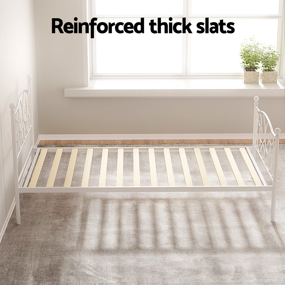 Provincial Style Single Bed Frame White