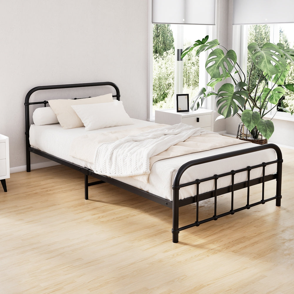 Leo Metal King Single Bed Frame Black