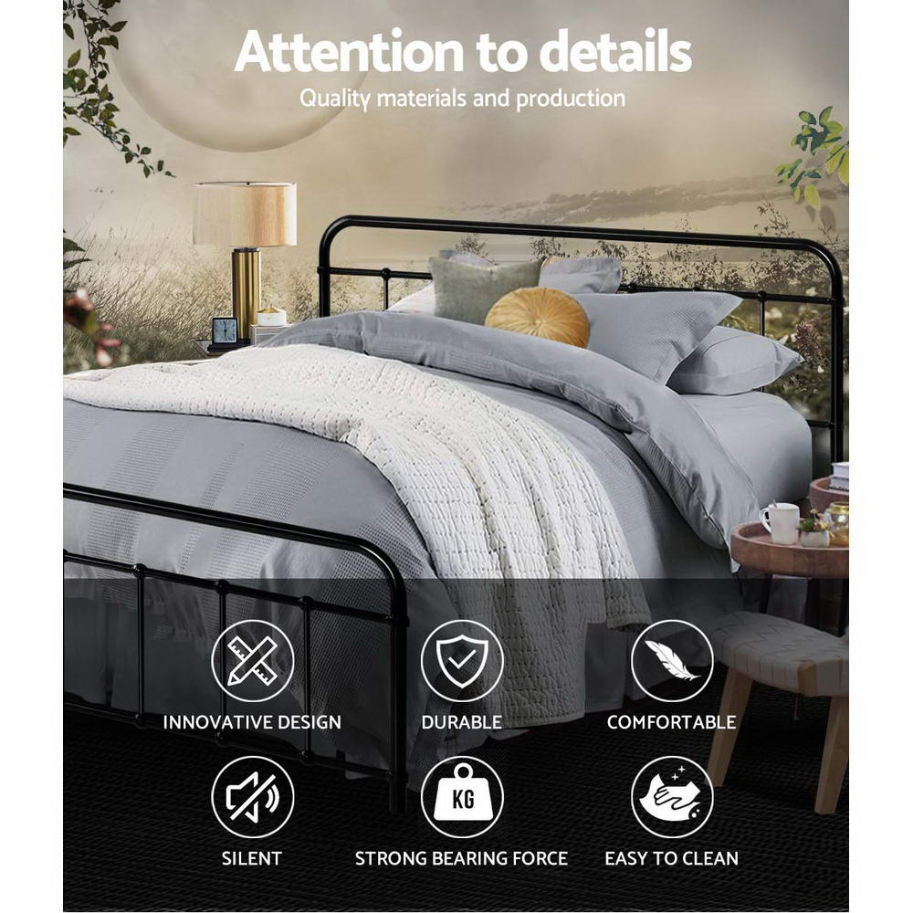 Leo Metal Queen Bed Frame Black