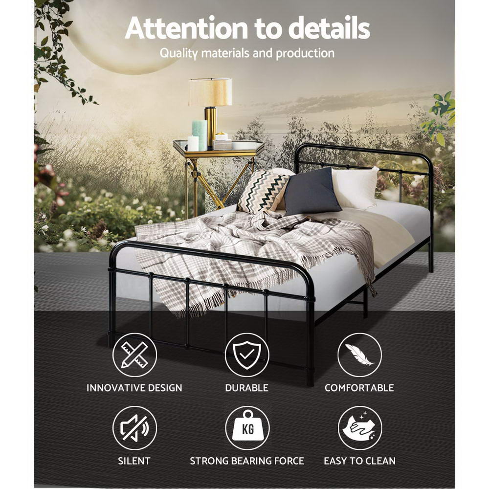 Leo Metal Single Bed Frame Black