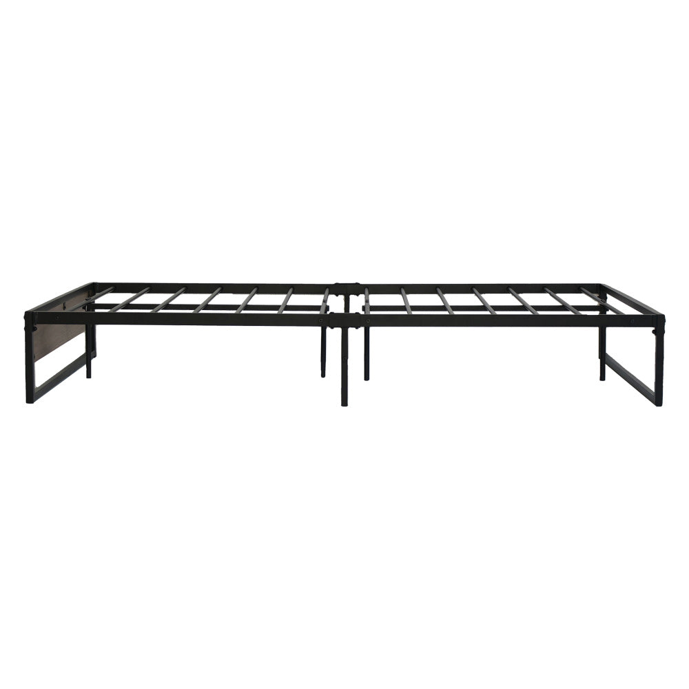 Oslo Metal & Wood King Single Bed Frame with black steel structure and sturdy slats for bedroom furniture by Bedzy