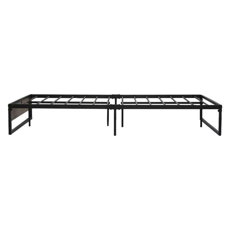 Oslo Metal & Wood King Single Bed Frame with black steel structure and sturdy slats for bedroom furniture by Bedzy