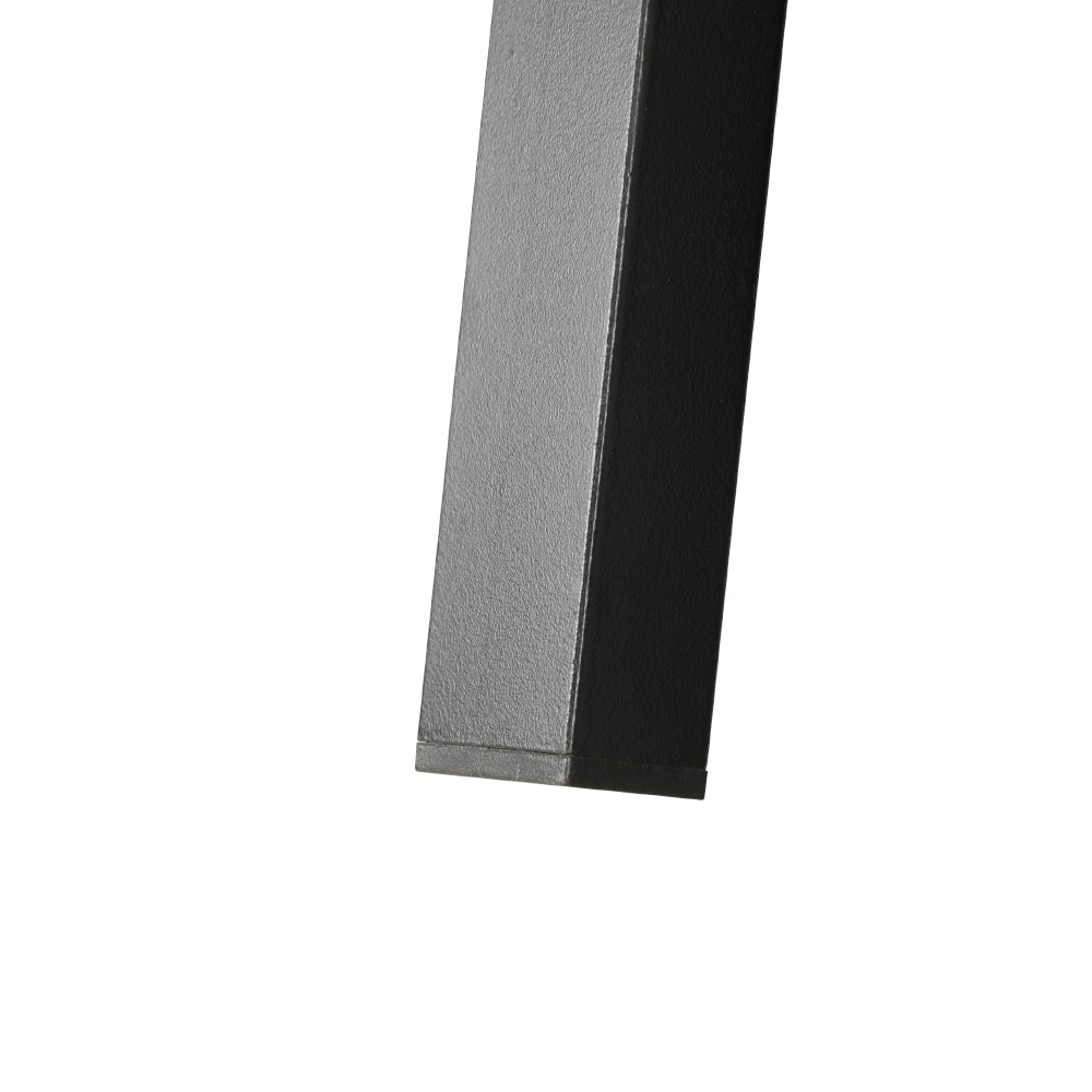 Close-up of black metal leg component from Paula King Single Metal Bed Frame Black With Wooden Headboard by Bedzy